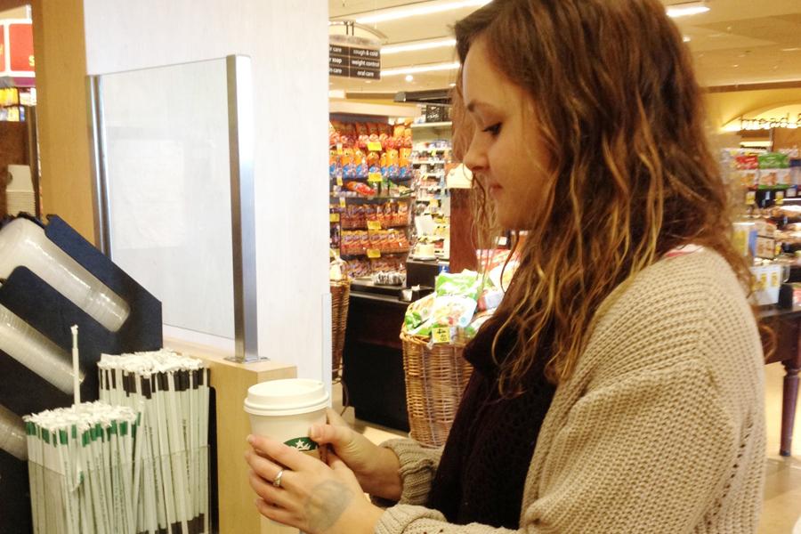 MHS senior Emma Dainton satisfies her daily craving for coffee by visiting the Starbucks in the local Safeway.  Many MHS students rely on coffee to help get them through the day.