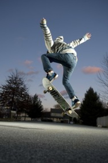 MHS junior Nick Forbes skateboarding 