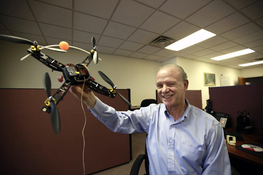 To students at Villanova University, Edmond Dougherty is an engineering professor. Outside the classroom, however, the entrepreneur founded Ablaze Development. The Villanova, Pennsylvania, venture creates prototypes of inventions to prove they work, including this model quadcopter. "Its almost like an island of broken toys," he said. (David Swanson/Philadelphia Inquirer/MCT)