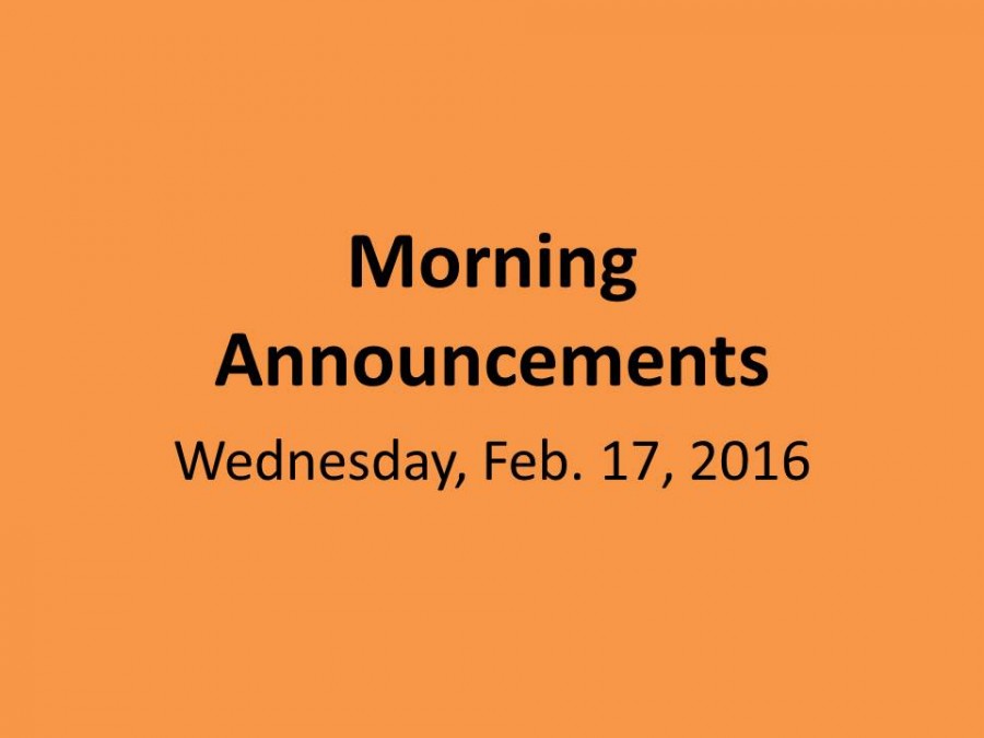Wednesday, Feb. 17, 2016