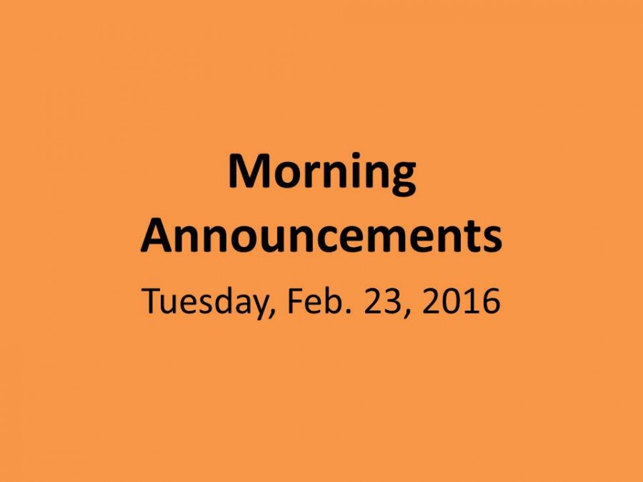 Tuesday, Feb. 23, 2016