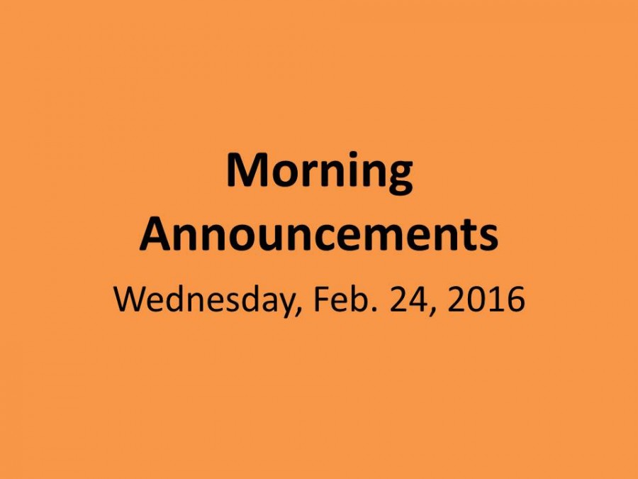 Wednesday, Feb. 24, 2016