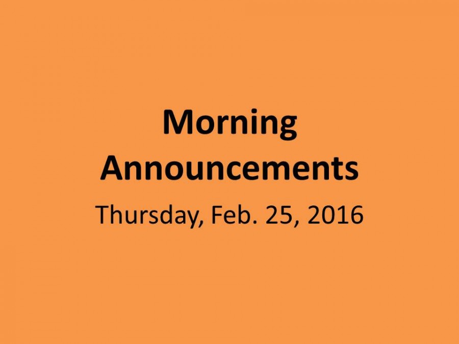Thursday, Feb. 25, 2016