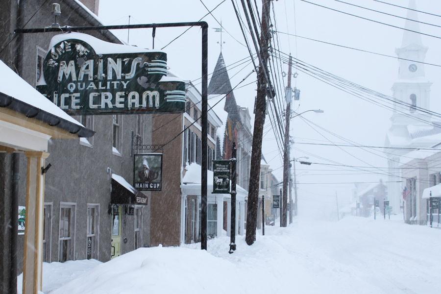 Main Street in Middletown was covered in show during the blizzard.