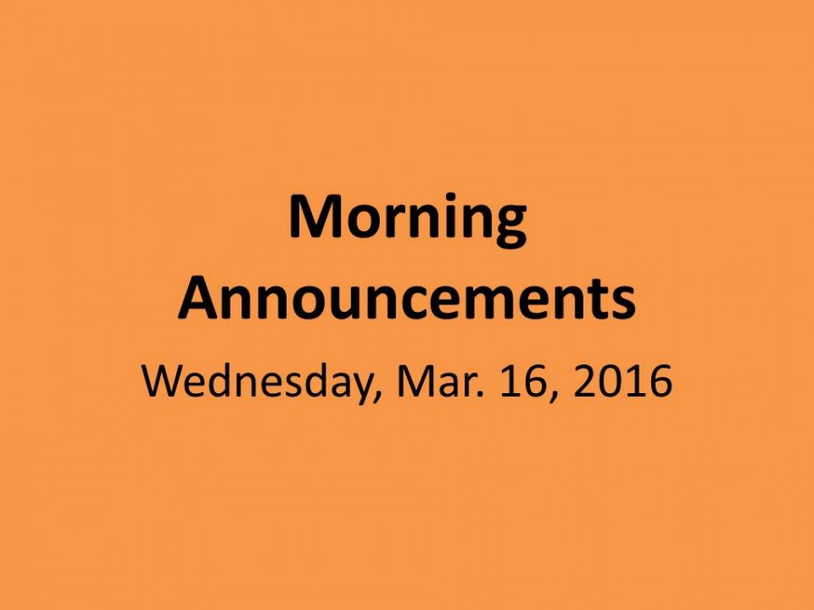 Wednesday, March 16, 2016