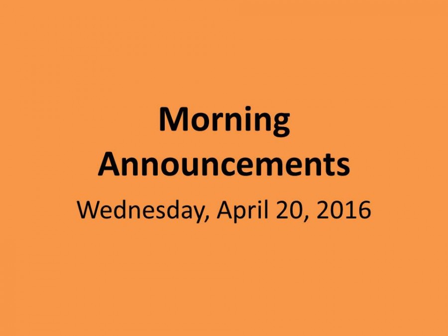 Wednesday, April 20, 2016