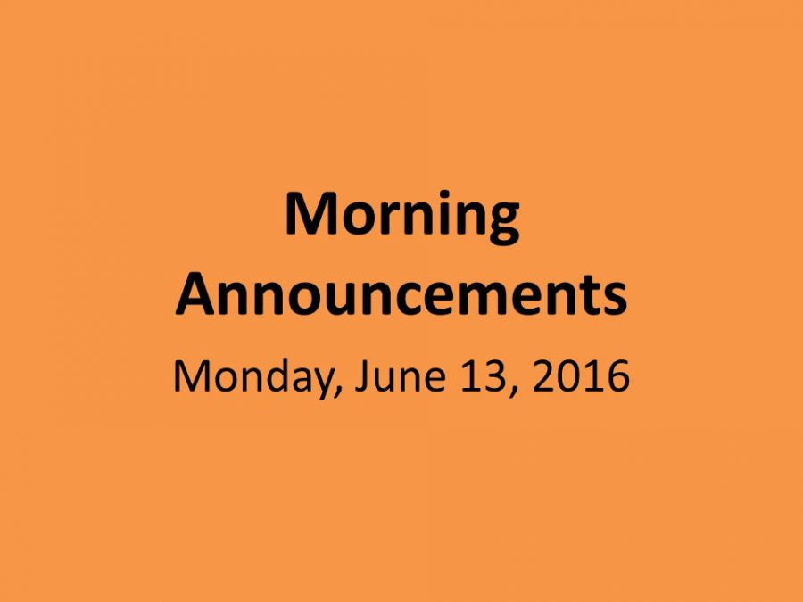 Monday, June 13, 2016