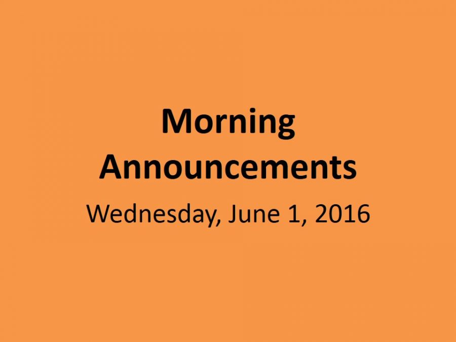 Wednesday, June 1, 2016