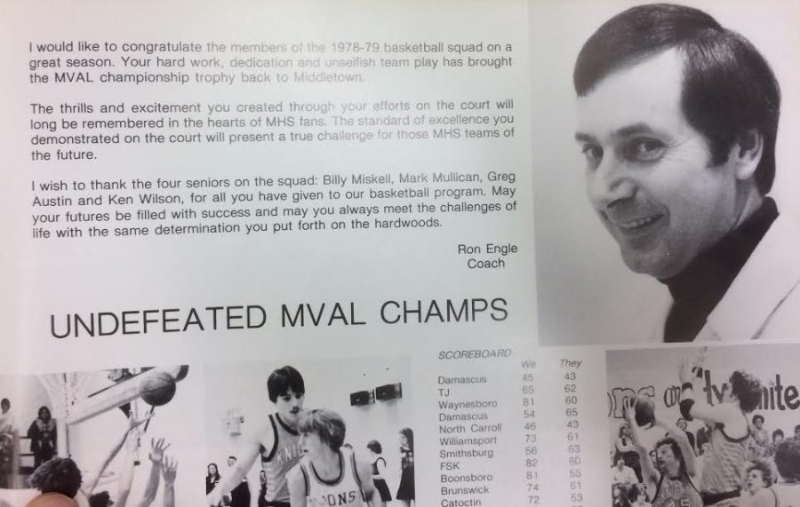A photo from the Chestnut Burr 1979 yearbook includes a letter from Coach Ron Engle to his players from that seasons team, which went to the state championship game.