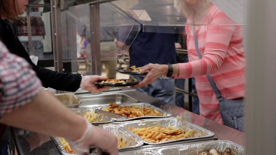 MIddletown staff serve food to those who attended the banquet. 