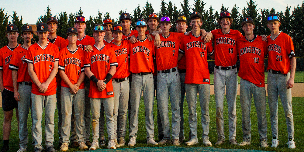 The Knights pose for a team picture after the 3-2 walk off win against Tuscarora courtesy of a Tyler Barrick single